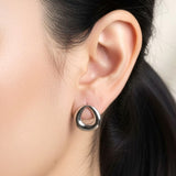 White Gold Dipped Modern Organic Ring Stud Earrings