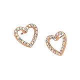 Rhinestone Embellished Open Heart Stud Earrings