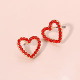 Rhinestone Embellished Open Heart Stud Earrings