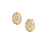 14K Gold Dipped CZ Pave Glam Oval Stud Earrings