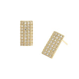 14K Gold Dipped CZ Pave Rectangle Stud Earrings