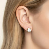 14K Gold Dipped Cushion Cut Elegance CZ Stud Earrings