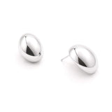 White Gold Dipped Modern Oval Stud Earrings