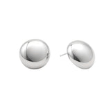 White Gold Dipped Classic Dome Stud Earrings
