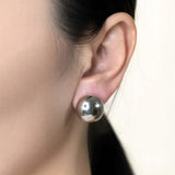 White Gold Dipped Classic Dome Stud Earrings