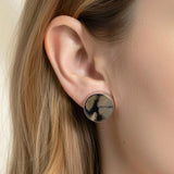 White Gold Dipped Minimal Disc Stud Earrings