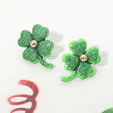 Glitter Four Leaf Clover Stud Earrings