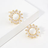 14K Gold Dipped CZ Open Circle Stud Earrings