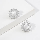 14K Gold Dipped CZ Open Circle Stud Earrings