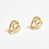 14K Gold Dipped Heart Knot Stud Earrings