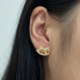 14K Gold Dipped CZ Pave Rocking Horse Stud Earrings