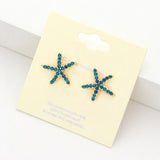 Women's Crystal Starfish Stud Earrings