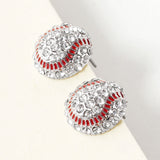 Women's Crystal Rhinestone Paved Baseball Stud Earrings