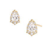14K Gold Dipped CZ Pave Pear Cut Stud Earrings