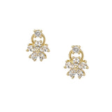 14K Gold Dipped CZ Floral Cluster Drop Stud Earrings