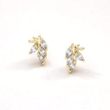 14K Gold Dipped Marquise CZ Leaf Stud Earrings