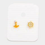 Anchor Ship Wheel Stud Earrings