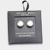 Secret Box _ 14k Gold Dipped Irregular Pearl Stud Earrings