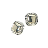 14K Gold Plated Two Tone Quatrefoil Stud Earrings