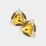 Crystal Rhinestone Trim Evening Stud Earrings