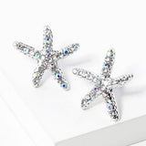 Women's Crystal Starfish Stud Earrings