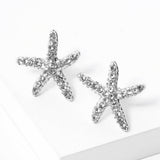 Women's Crystal Starfish Stud Earrings