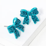 Pave bow stud earrings