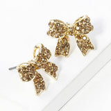 Pave bow stud earrings