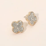 Rhinestone Pave Quatrefoil Stud Earrings