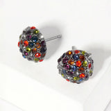 Crystal PaveD Round Dome Stud Earrings