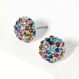 Crystal PaveD Round Dome Stud Earrings