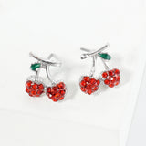 Rhinestone Pave Cherry Stud Earrings