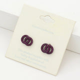 Rhinestone Embellished Double Open Circle Link Stud Earrings