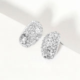 Crystal Paved Curved Oval Stud Earrings