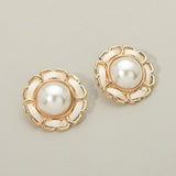 Vintage Inspired Frame Pearl Stud Earrings