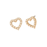 Pearl Pave Open Heart Stud Earrings