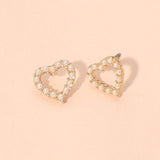 Pearl Pave Open Heart Stud Earrings