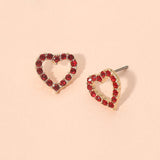 Stone Pave Open Heart Stud Earrings