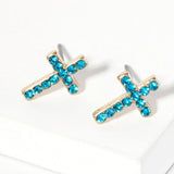 Crystal Cross Stud Earrings