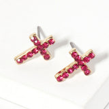 Crystal Cross Stud Earrings