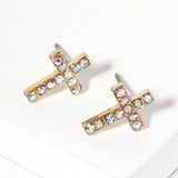 Crystal Cross Stud Earrings