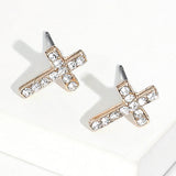 Crystal Cross Stud Earrings