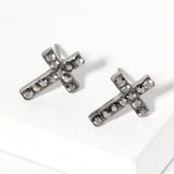 Crystal Cross Stud Earrings