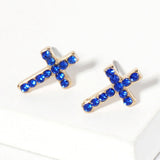 Crystal Cross Stud Earrings