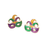 Mardi Gras Jester Mask Stud Earrings