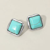 Western Turquoise Square Stud Earrings