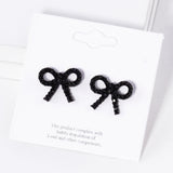 Crystal Stone Studded Ribbon Stud Earrings