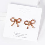 Crystal Stone Studded Ribbon Stud Earrings