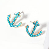Crystal Rhinestone Paved Anchor Stud Earrings