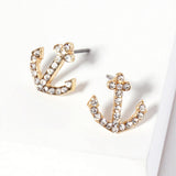 Crystal Rhinestone Paved Anchor Stud Earrings